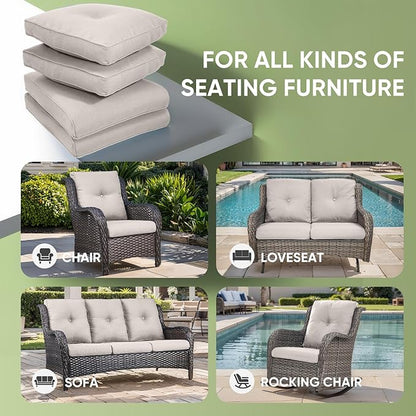 Outdoor Chair Cushion Set of 2, Waterproof Outdoor Seat Cushions 25x22 , Patio Chair Cushions for Outdoor Furniture, Replacement Couch Loveseat Cushion, Include 2 Back & 2 Seat Cushions, Button/Beige