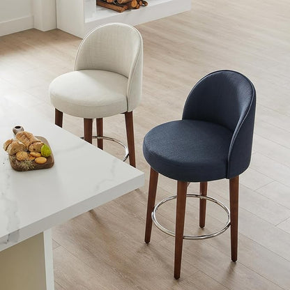 CHITA Counter Height Bar Stools Set of 2,Swivel Barstools for Kitchen Island,26.4" H Seat Height,Fabric,Linen