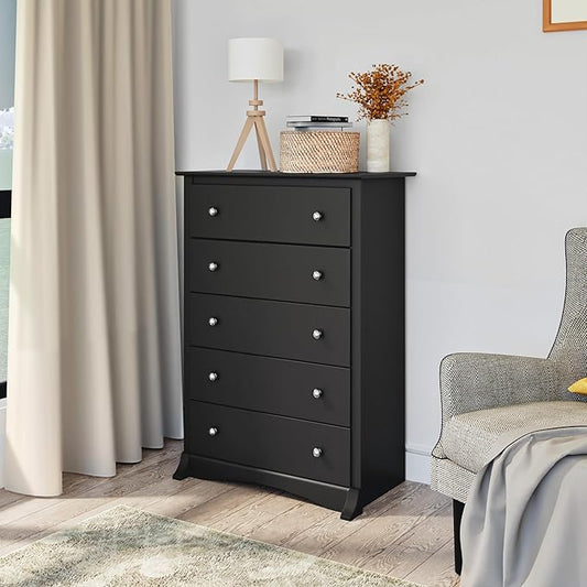 Prepac Sonoma Superior 5-Drawer Dresser for Bedroom - Spacious and Stylish Chest of Drawers, Measuring 17.75"D x 31.5"W x 44.75"H, In Black Finish