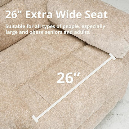Oversized Power Lift Recliner Chair for Elderly, Electric Lift Chair with Masssage and Heat, Overstuffed Power Recliner for Adults, 3 Positions,USB Ports, Side Pockets,Beige