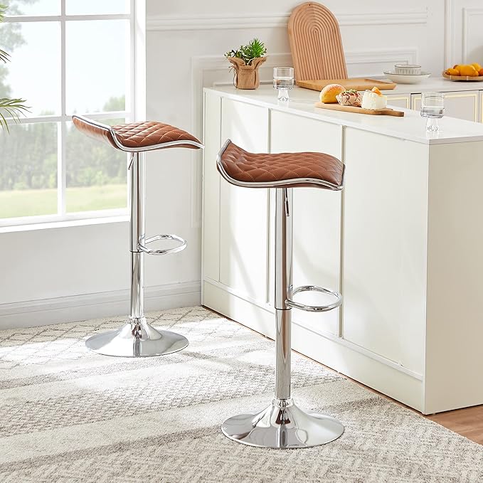 VECELO Adjustable Bar Stools Set of 2, Bar Height Stools for Kitchen Counter