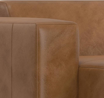 SIMPLIHOME Rex Left-Facing Modular Sectional Sofa in Full-Grain Genuine Leather, Caramel Brown, 122-inches Wide, Handcrafted Modern-Style 4-Seater L-Shaped Leather Couch with Left Chaise