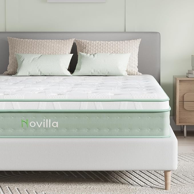 Novilla Twin Mattress, 10 Inch Hybrid Mattress in a Box, Gel Infused Memory Foam and Pocket Coils Innerspring for a Comfortable Sleep, Pillow Top Twin Size, Medium Firm