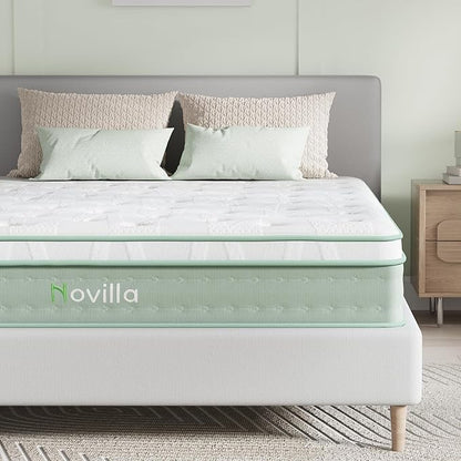 Novilla Twin Mattress, 10 Inch Hybrid Mattress in a Box, Gel Infused Memory Foam and Pocket Coils Innerspring for a Comfortable Sleep, Pillow Top Twin Size, Medium Firm