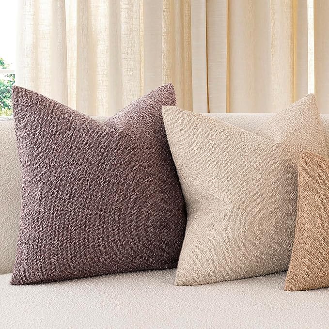 Foindtower Pack of 2 Textured Boucle Throw Pillow Covers Accent Solid Decorative Lumbar Pillow Cases Cozy Soft Couch Cushion Case for Chair Sofa Bedroom Living Room Home Decor 12x20 Inch Dark Purple