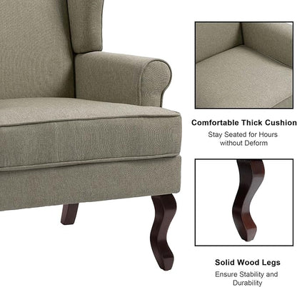 Accent Chair, High Back Upholstered Armchair with High Resilience Sponge & Wood Legs, Mid-Century Modern Comfy Single Sofa Reading Chairs for Living Room, Bedroom (Light Camel, Set of 2)