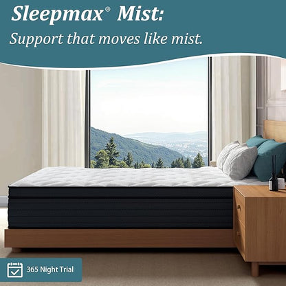 Sleepmax Extra Firm King Mattress 14 Inch - Deep Sleep Hybrid Mattress Pain Relief - Bed in a Box for Back & Side Sleeper - Extra Lumbar & HIPS Support - CertiPUR-US Certified, 365-Night Trial