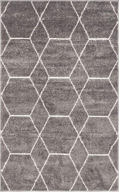 Unique Loom Trellis Frieze Collection Area Rug - Geometric (3' 3" x 5' 3", Dark Gray/ Ivory)