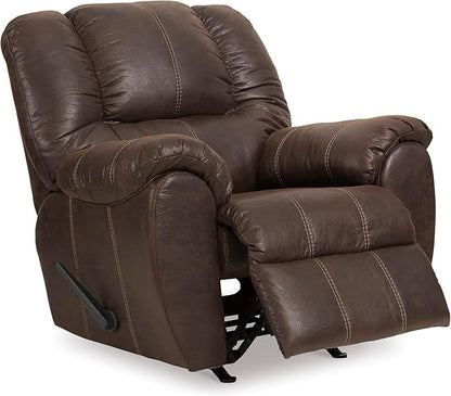 Signature Design by Ashley McGann Modern Faux Leather Manual Pull Rocker Recliner, Brown