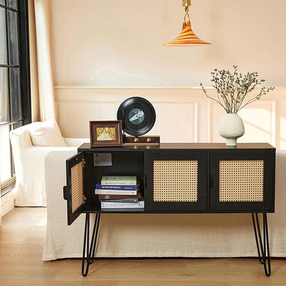 Netstar Entryway Table, Sofa Table, Console Tables for Entryway, Behind Couch Sofa Narrow Long, Foyer Tables w/Storage Drawers for Entry Way Hallway Living Room, Wood Boho Farmhouse, Black