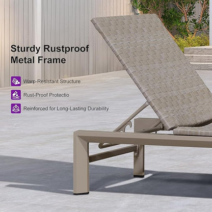 PURPLE LEAF Patio Chaise Lounge Rattan Chair Set of 2 Outdoor Pool Adjustable Recliner Wicker Chairs for Outside Woven Furniture Tanning Poolside Lounger Slate Gray