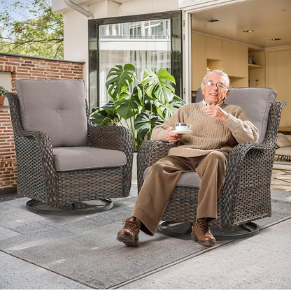 Outdoor Chair Cushions for Patio Furniture - 1 Pack Outside High Back Thick Water-Resistant Cushion 22x24 with Zipper Cover for Wicker Glider Rocking Chairs Loveseat Couch – Grey/Buckle