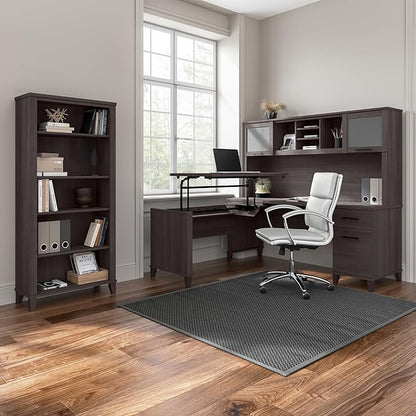 Bush Furniture 60-inch Home Office Desk with Drawers, Large Computer Table with Storage, Transitional Style, Somerset Collection, Storm Gray