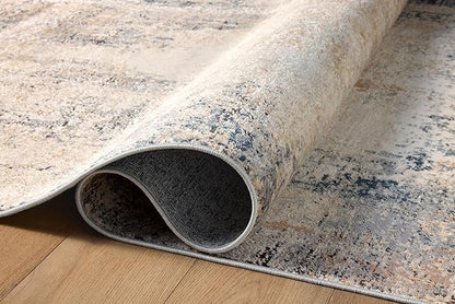 Loloi Teagan Collection TEA-08 Ivory/Mist 6'-7" x 9'-2" Area Rug, Large, Soft Neutral Rug, High-Traffic for Living Room, Bedroom, Home Office, Dining Area