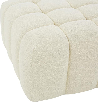 SAFAVIEH Couture Collection Calyna Cream Boucle Tufted Upholstered Ottoman