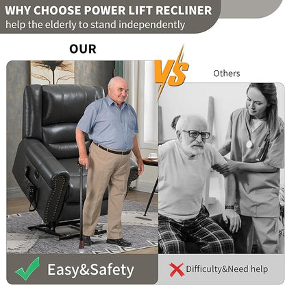 Recliner Chairs for Adults, Oversized Bedroom Chair with Massage, Sofa Chair Home Theater Seating with Lumbar Support, Lift Chair for Elderly, Nursery Chair for Living Room (Breathable Leather)