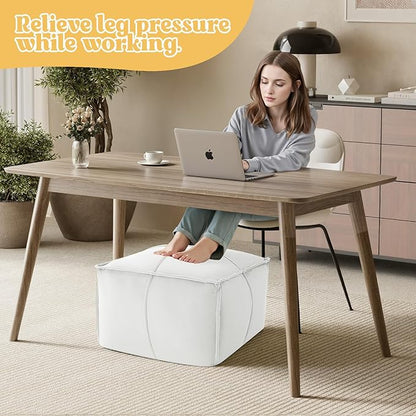 MeMoreCool Stuffed Round Pouf Ottoman Foot Rest, Floor Pouf Foot Stool with Soft Foam Chunk Filling, Small Round Ottoman Footstool Circle Footrest for Living Room