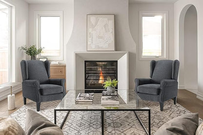 Accent Chair for Living Room Set of 2, High Back Reading Armchairs with Removable Seat Cushion, Mid-Century Single Couch in Fabric, Modern Ergonomic Wingback Chair for Bedroom,Club, Balcony
