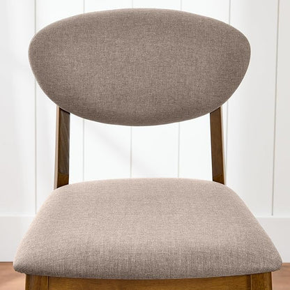 Best Choice Products Bar Stool Set of 2, Mid-Century Modern Upholstered Wood, Armless Counter Height w/Seat Cushion, Backrest - Walnut/Gray