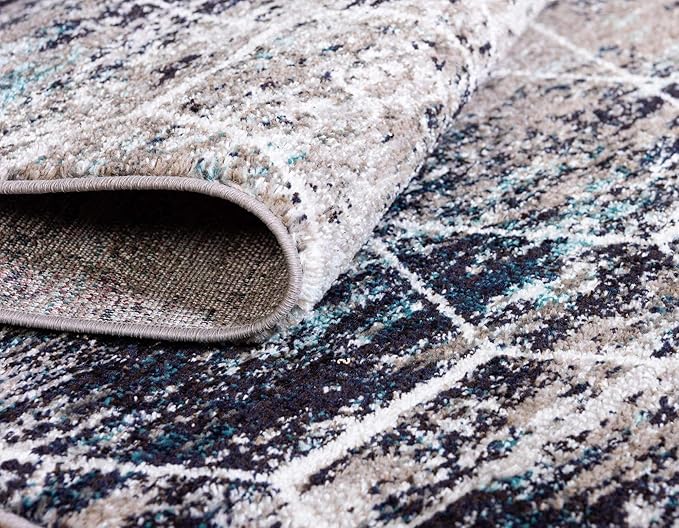Unique Loom Trellis Frieze Collection Area Rug - Geometric (7' 10" Octagon, Blue Multi/ Ivory)
