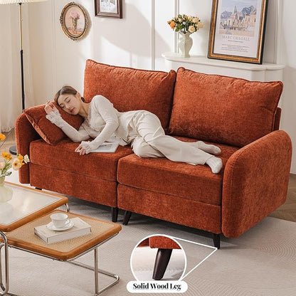 73'' Loveseat Sofa with All Seats Storage, Modular Sectional Couch with Deep Seat,Oversized Comfy Couch with 7.8'' Cushion for Living Room,Bedroom,Velet,Orange
