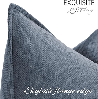 ZWJD Dusty Blue Pillow Covers 24x24 Inch Set of 2 Chenille Throw Pillow Covers with Elegant Design Soft and Luxurious Decorative Throw Pillows for Couch, Bed, and Home Decor(Dusty Blue)