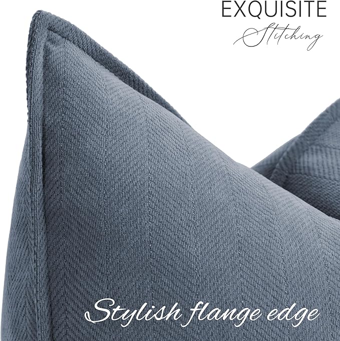 ZWJD Dusty Blue Pillow Covers 12x20 Set of 2 Chenille Throw Pillow Covers with Elegant Design Soft and Luxurious Decorative Throw Pillows for Couch, Bed, and Home Decor