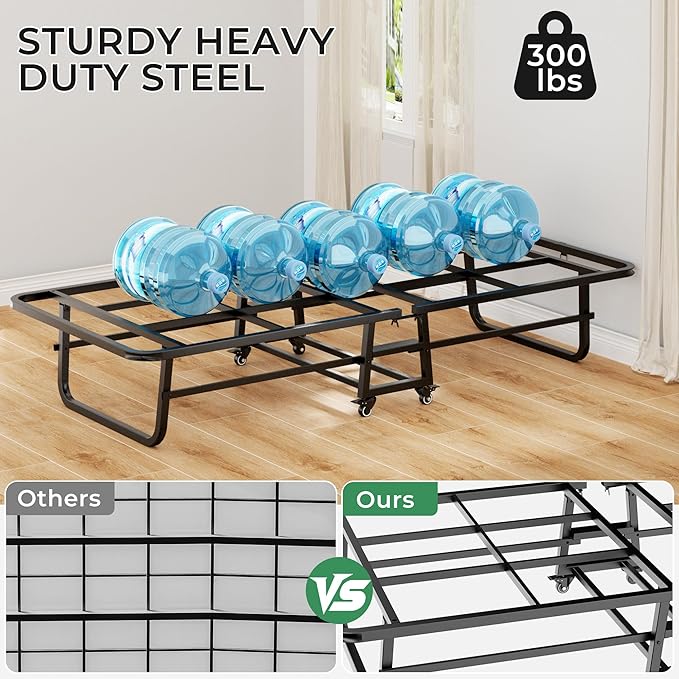 Folding Bed with Mattress, Portable Rollaway Guest Beds On Wheels, 72"x 32" Twin Size Portable Bed for Adults, Metal Bed Frame, Space Saving Roll Away Beds for Small Apartment