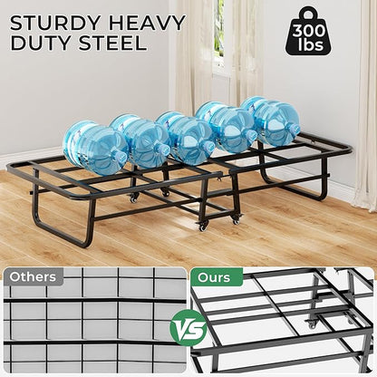 Folding Bed with Mattress, Portable Rollaway Guest Beds On Wheels, 72"x 32" Twin Size Portable Bed for Adults, Metal Bed Frame, Space Saving Roll Away Beds for Small Apartment