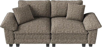 87" Cloud Modular Sectional Loveseat, 2-Seater w/Deep Seat & Removable Arms, Plush Chenille for Small Living Room & Apartment - Smoky Gray