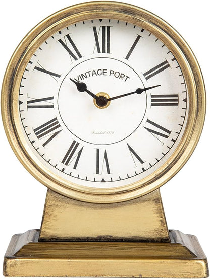 Creative Co-Op Vintage Metal Mantel Clock, Gold Finish