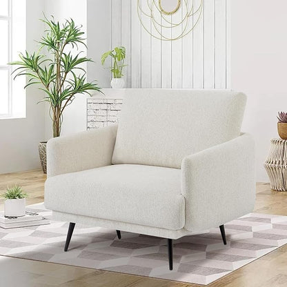 Oversized Accent Chair for Living Room Chairs Reading Arm Chair Comfy Modern Single Sofa Side Chairs with Metal Legs & Soft Cushion for Bedroom, Waiting Room (Chenille Oatmeal, Set of 1)