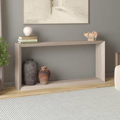 Henn&Hart 64'' Wooden Rectangular Console Table Entryway Table, Sofa Table with Wooden Shelf for Entryway, Living Room, Couch, Hallway, or Office, Alder White