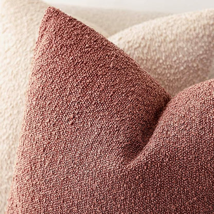 Foindtower Pack of 2 Textured Boucle Throw Pillow Covers Accent Solid Decorative Lumbar Pillow Cases Cozy Couch Cushion Case for Chair Sofa Bedroom Living Room Home Decor 12x20 Inch Orange Rust Red