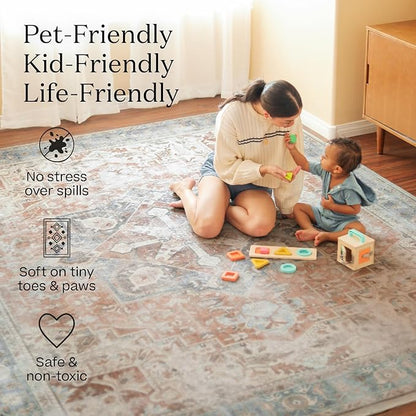 RUGGABLE x Jonathan Adler Machine Washable Modern Area Rug – Inkdrop Lapis Blue 2x3, Stain-Resistant, Non-Slip – Small Rugs for Living Room, Bedroom, Hallway, Entryway & Bathroom–with Standard Pad