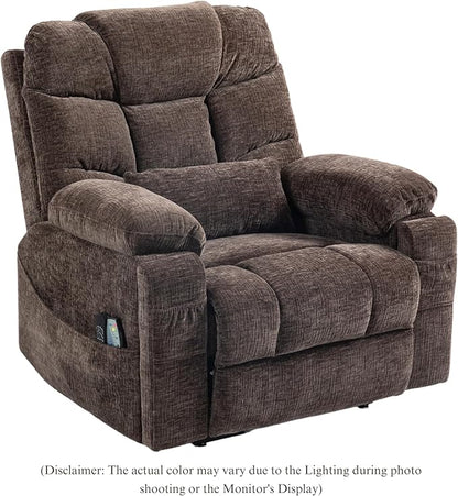 Power Lift Recliner for Elderly Adults, Dual Motor Lay Flat Lift Chair with Heat Massage, Cup Holder & Wireless Phone Charger, USB Type C Charging, Big Man Recliners 400 lbs