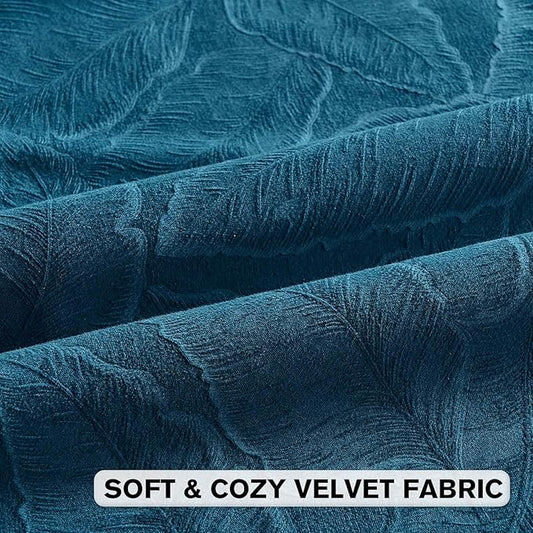 FUTEI Navy Blue Velvet Throw Pillow Covers 26x26 Inch Set of 2,Soft Embossed Leaf-Relief Textured Euro Pillow Shams,Natural Home Decor for Couch Living Room
