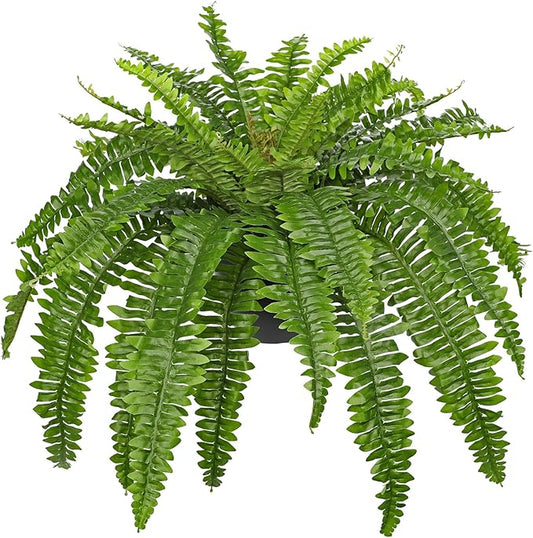 Hollyone Artificial Fern Plants in Pot 34.6" Large Artificial Boston Fern 39 Leaves for Outdoors & Indoor Faux Potted Plant Fake Ferns Bush Plant for Patio Garden Farmhouse Porch Home Decor Green