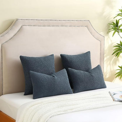 FUTEI Pack of 2 Haze Blue Decorative Throw Pillow Covers 26x26 Inch Soft Cozy Solid Boucle Textured Euro Pillow Shams,Modern Home Decor for Couch Bed Living Room