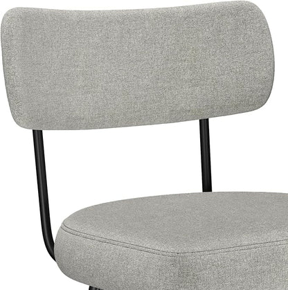 SIMPLIHOME Giselle Counter Stools (Set of 2) - 24 Inch Seat Height Swivel Upholstered Metal Kitchen Stools in Light Grey Polyester Linen, Contemporary Modern Seating with Padded Seat and Backrest