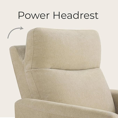 CHITA Power Recliner Chair for Adults, Electric Zero Clearance Wall Hugger Recliner for Small Spaces, Modern Living Room and RV Recliner Chair with Adjustable Power Headrest & Charging Ports, Beige