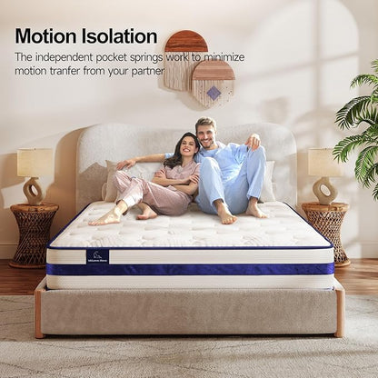 Vesgantti Full Size Mattress, 10 Inch Innerspring Hybrid Mattress in a Box with Memory Foam, Durable Support & Pressure Relief, Medium Firm Feel