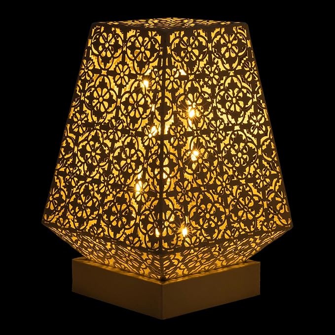 Alpine Corporation LGB104M-WT 10" Tall Tabletop Lamp with Chain Style Filament LED Lights