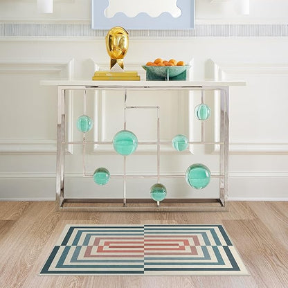 RUGGABLE x Jonathan Adler Machine Washable Modern Area Rug – Op Art Teal 2x3, Stain-Resistant, Non-Slip – Small Rugs for Living Room, Bedroom, Hallway, Entryway & Bathroom–with Cushioned Pad