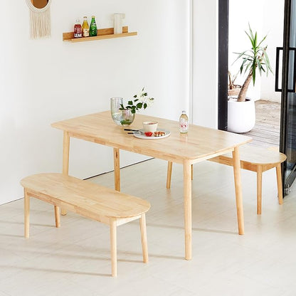 Livinia Aslan 59" Malaysian Oak Rectangular Wooden Dining Table/Large Solid Wood Kitchen Desk (Natural Oak)