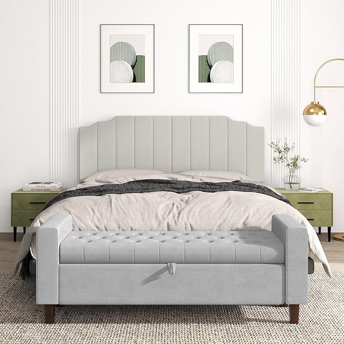 King Size Headboard Only, Linen Wall Mounted Headboard King for Adjustable Bed Modern Upholstered Head Board Easy Assembly, Linen Gray