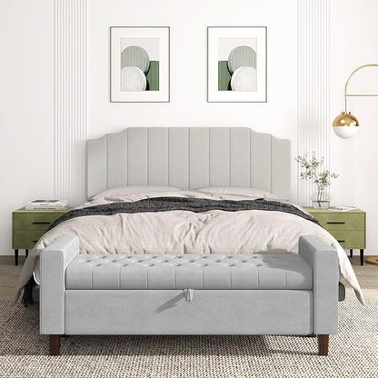 King Size Headboard Only, Linen Wall Mounted Headboard King for Adjustable Bed Modern Upholstered Head Board Easy Assembly, Linen Gray