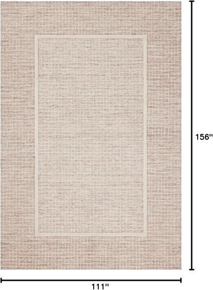 Loloi Chris Loves Julia Briggs Collection, Blush & Ivory, 9'-3" x 13' Area Rug – Minimal Gritted Design Area Rugs for Living Room Bedroom Entryway & Hallway No Shed High Traffic Home Decor Rug