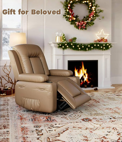 GarveeHome Oversized Wide Power Lift Recliner Chair - Heat and Massage, Faux PU Leather, Adjustable Back and Legs, Electric Lift Chair Designed for The Elderly and People with Mobility impaired
