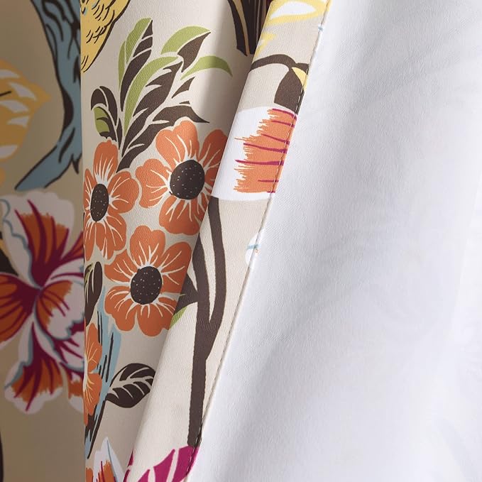 Lush Decor Dolores Light Filtering Window Panels, Pair, 52" W x 84" L, Neutral & Multi - Floral Curtains for Bedroom - Vintage Curtains - Coquette Room Decor